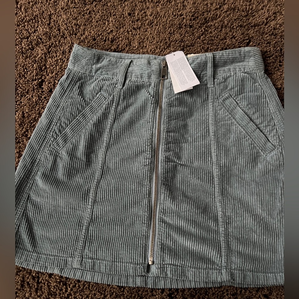 American Eagle Corduroy Zip-Front Skirt - steel blue
